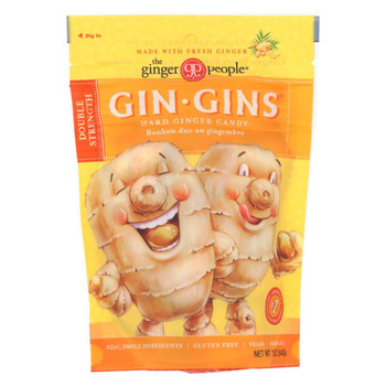 Ginger People - Gin Gins Hard Ginger Candy - Double Strength - Case of 12 - 3 oz.