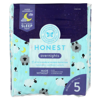 The Honest Company - Overnight Diapers Size 5 - Sleepy Sheep - 20 Count The Honest Company - Overnight Diapers Size 5 - Sleepy Sheep - 20 Count