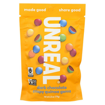 Unreal - Crispy Quinoa Chocolate Gems - Dark Chocolate - Case of 6 - 5 oz.