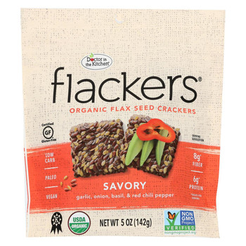 Doctor In The Kitchen - Organic Flax Seed Crackers - Savory - Case of 6 - 5 oz.