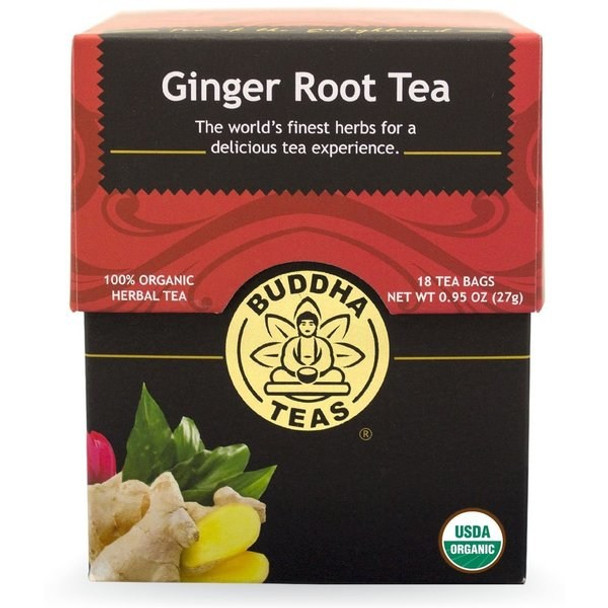 Buddha Teas - Organic Tea - Ginger Root - Case of 6 - 18 Count