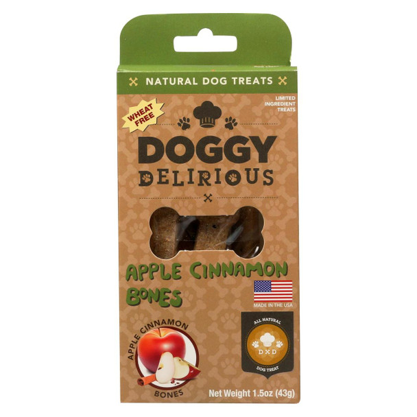 Doggy Delirious - Dog Treats - Apple Cinnamon Bones - Case of 12 - 1.5 oz.