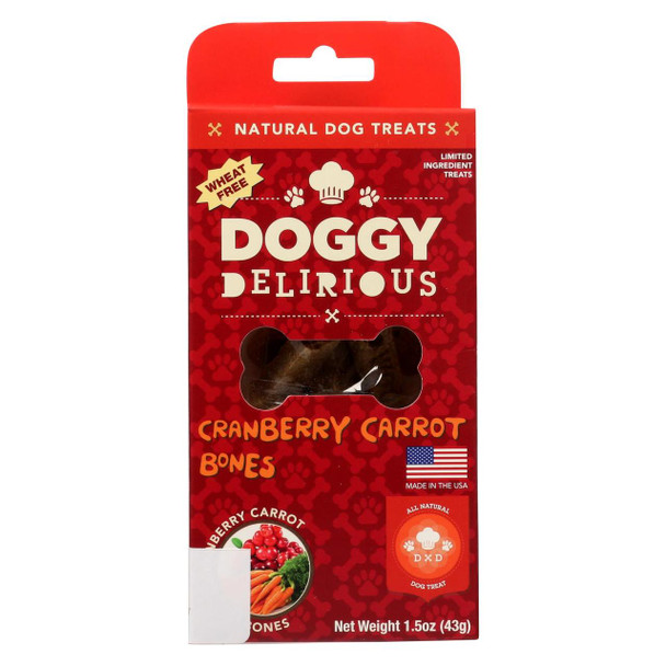 Doggy Delirious - Dog Treats - Cranberry Carrot Bones - Case of 12 - 1.5 oz.