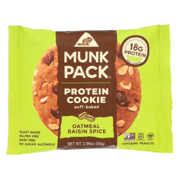 Munk Pack - Protein Cookie - Oatmeal Raisin Spice - Case of 6 - 2.96 oz.