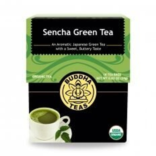Buddha Teas - Organic Tea - Sencha - Case of 6 - 18 Count
