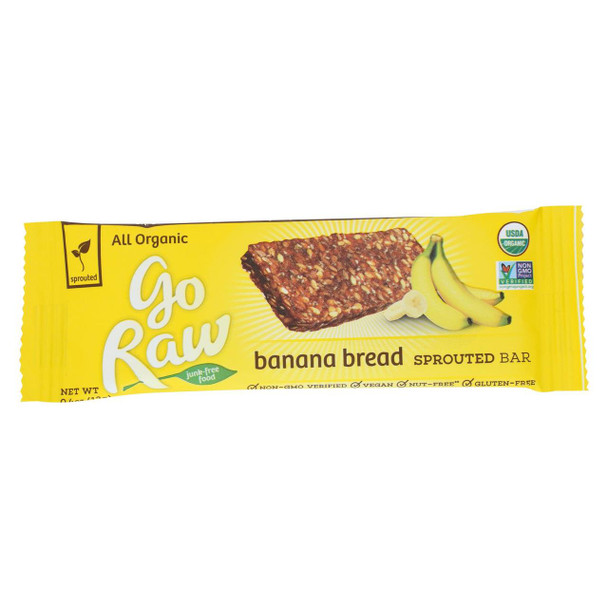 Go Raw - Organic Sprouted Bar - Banana Bread - Case of 10 - 0.493 oz.