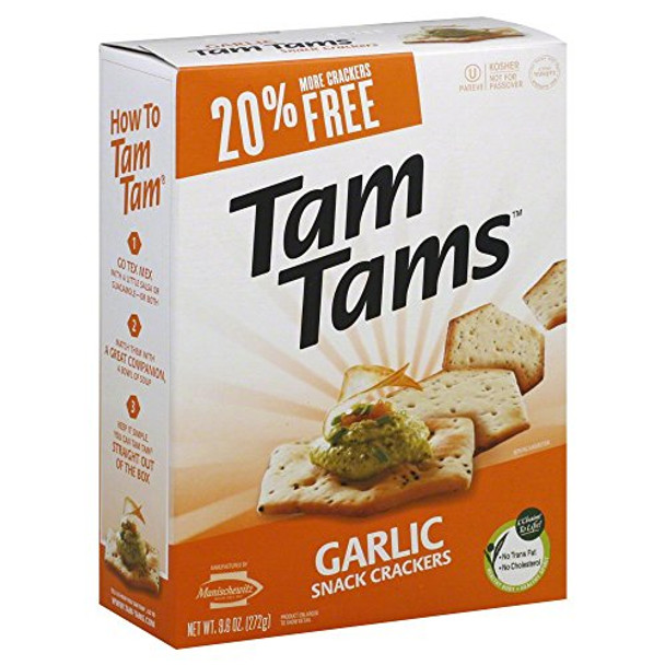 Manischewitz - Tam Tams Snack Crackers - Garlic - Case of 12 - 9.6 oz.