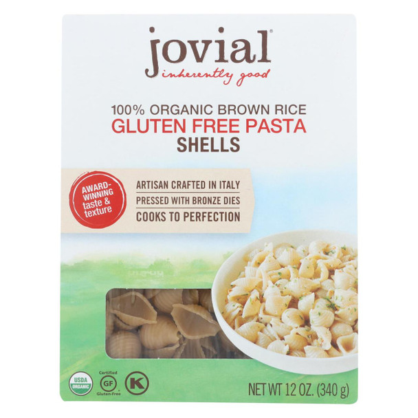 Jovial - Organic Brown Rice Pasta - Shells - Case of 12 - 12 oz.