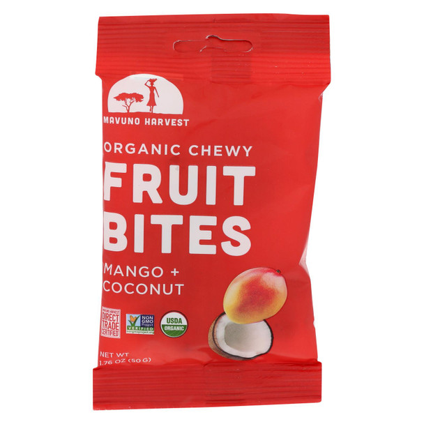 Mavuno Harvest - Organic Fruit Bites - Mango Coconut - Case of 8 - 1.76 oz.