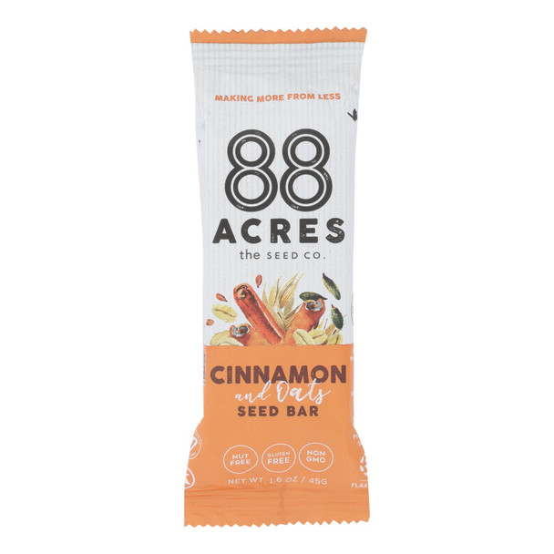 88 Acres - Seed Bars - Oats And Cinnamon - Case of 9 - 1.6 oz.