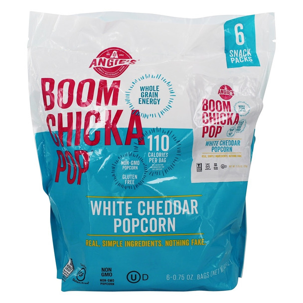 Angie's Kettle Corn - Popcorn - Boom Chicka Pop White Cheddar - Case of 4 - 6/.75 oz.