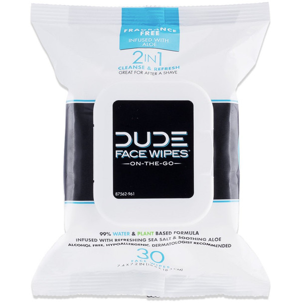 Dude Wipes - Face Wipes - Fragrance Free - 30 ct.