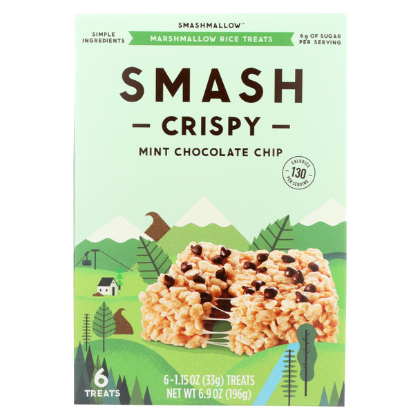 Smashmallow Marshmallow Rice Treats - Smashcrispy Mint Chocolate Chip - Case of 8 - 6/1.15 oz