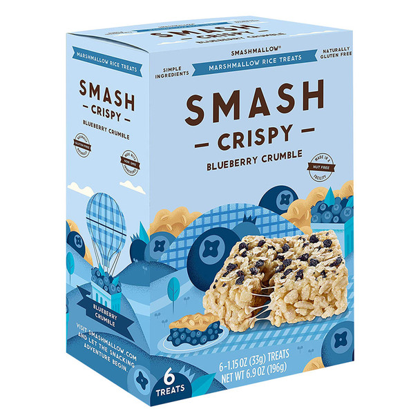Smashmallow Marshmallow Rice Treats - Smashcrispy Blueberry Crumble - Case of 8 - 6/1.15 oz