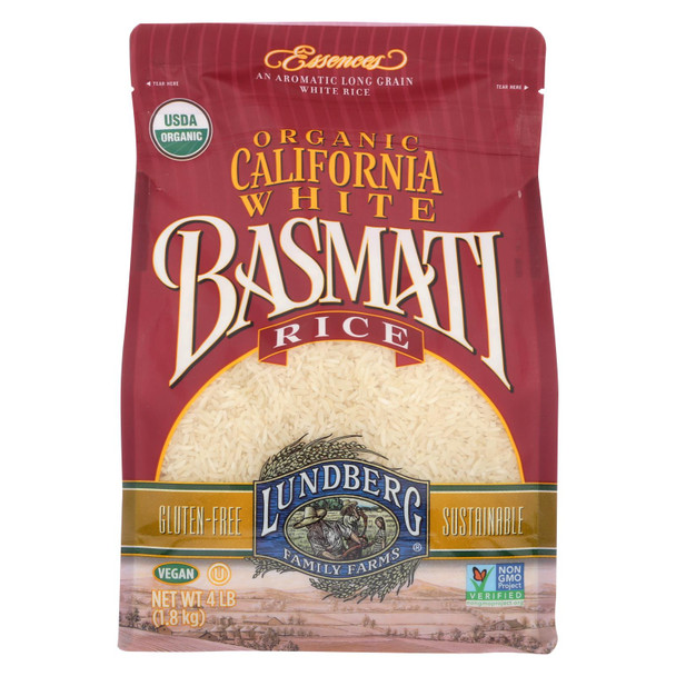 Lundberg Family Farms Organic White Basmati Rice  - Case of 6 - 4 LB