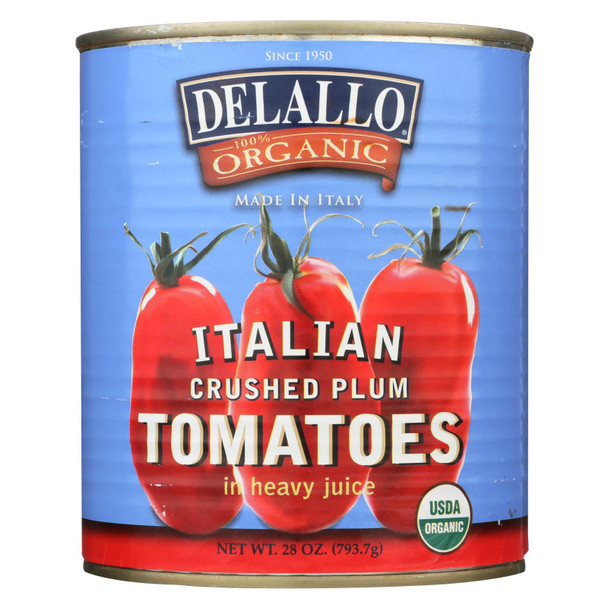 Delallo Organic Crushed Peeled Tomatoes  - Case of 12 - 28 OZ