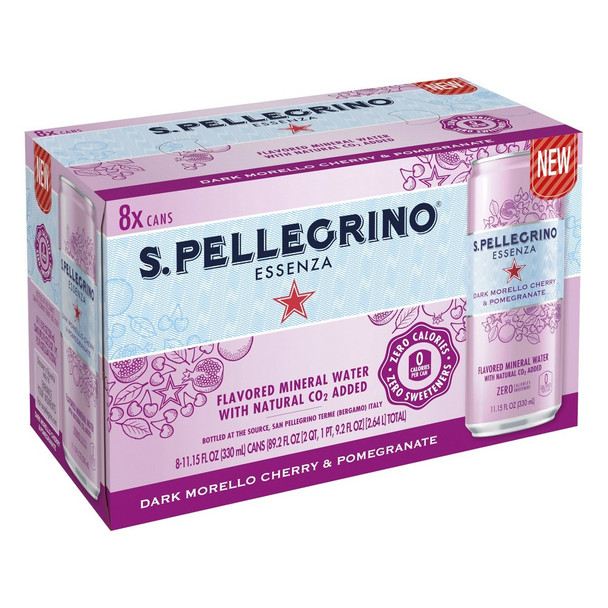S.Pellegrino Essenza Dark Morello Cherry & Pomegranate Flavored Mineral Water - Case of 3 - 8/11.15Z