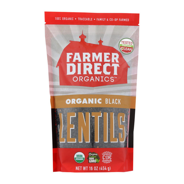 Farmer Direct Co-op - Lentils Black - Case of 12 - 1 LB