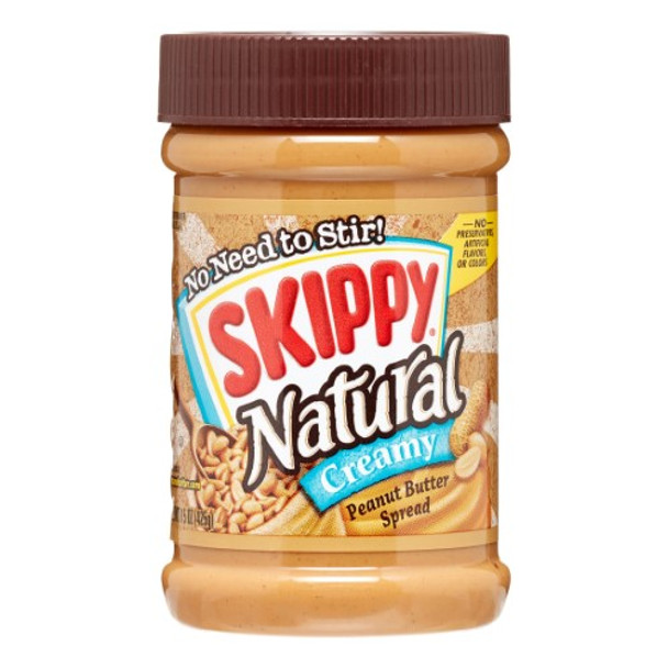 Skippy Natural Creamy Peanut Butter Spread - Case of 12 - 15 OZ