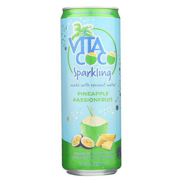 Vita Coco Pineapple Passionfruit Naturally Flavored Sparkling Juice Drink From Concentrate - Case of 12 - 12 FZ