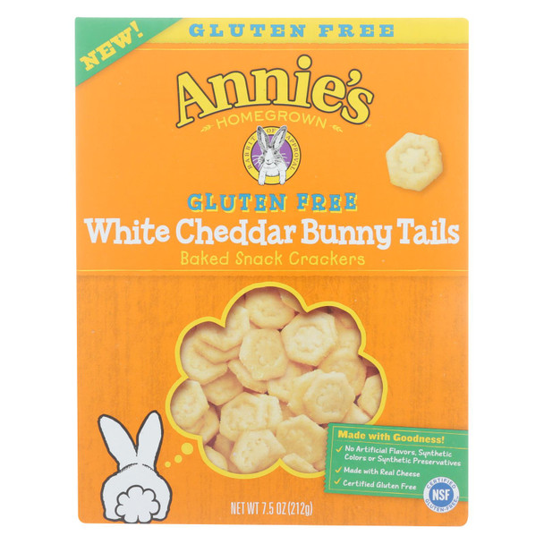 Annie's Gluten Free White Cheddar Bunny Tails Baked Snack Cracker - Case of 12 - 7.5 OZ