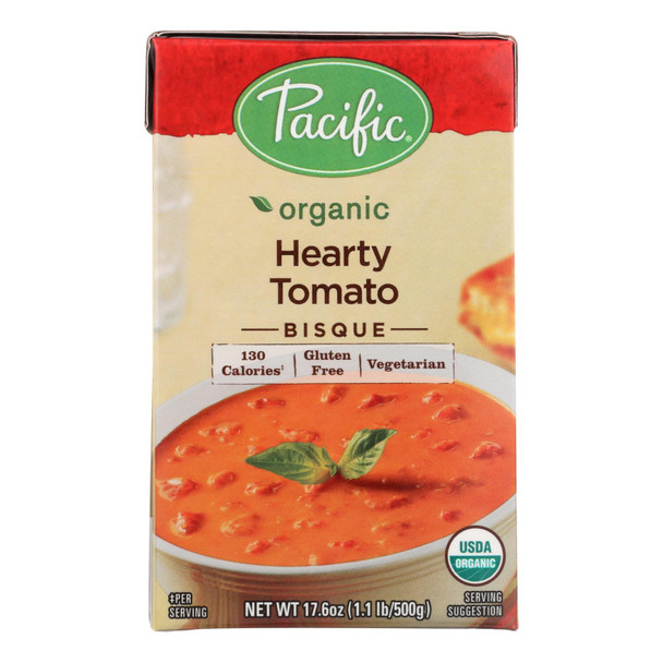 Pacific Foods Bisque Hearty Tomato Organic  - Case of 6 - 17.6 OZ