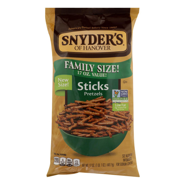 Snyder's Of Hanover - Pretzel Sticks Family Size - Case of 6 - 17 OZ