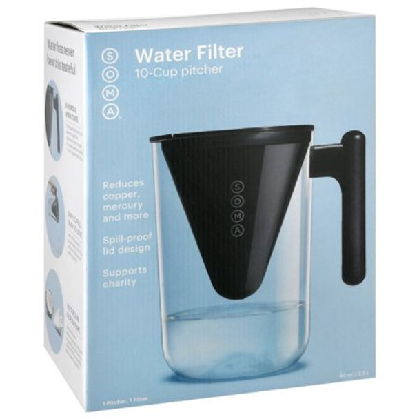 Soma - Water Pitchr Filt 10c Black - Case of 2 - 80 OZ