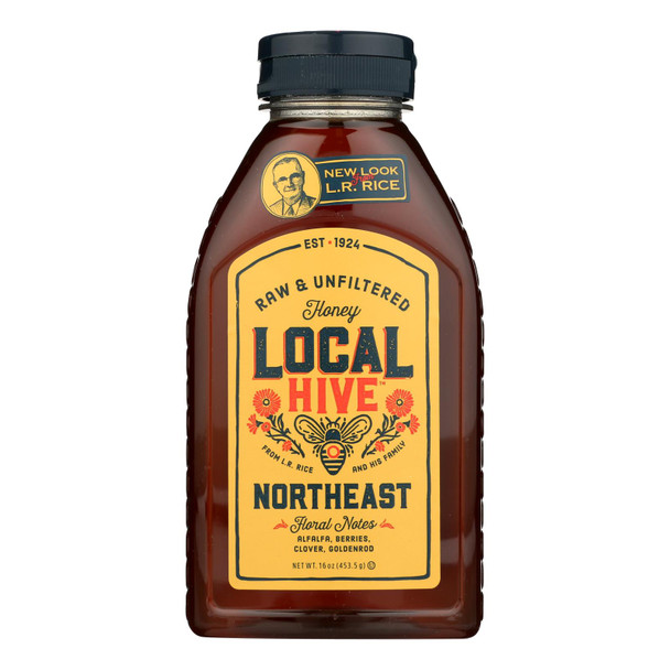 Local Hive L.R. Rice Raw & Unfiltered Honey - Case of 6 - 16 OZ