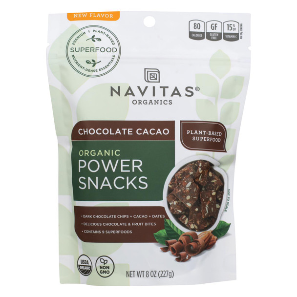 Navitas Organics - Powr Snac Chocolate Cacao - Case of 12 - 8 OZ