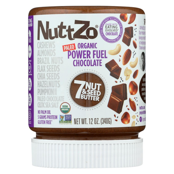 Nuttzo Seven Nut & Seed Butter Power Fuel Chocolate  - Case of 6 - 12 OZ