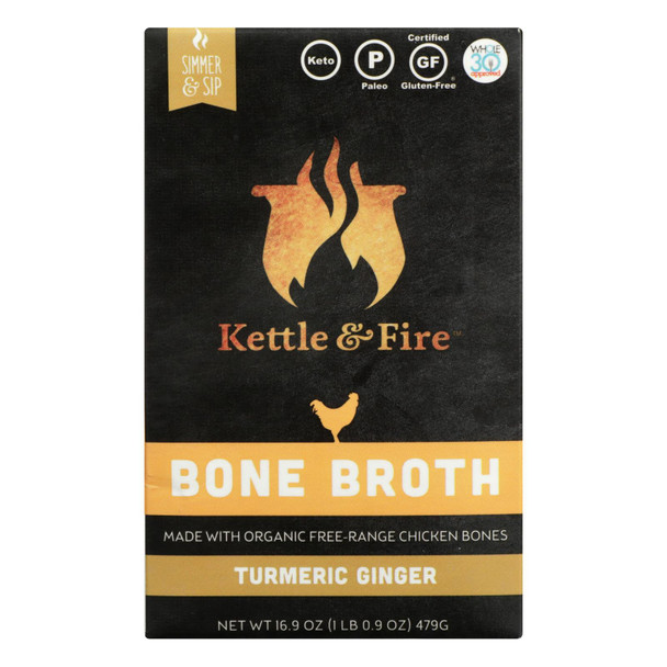 Kettle And Fire - Bone Broth Trmc Ginger Chicken - Case of 6 - 16.9 OZ