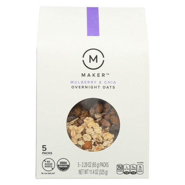 Maker Mulberry & Chia Overnight Oats  - Case of 6 - 11.4 OZ