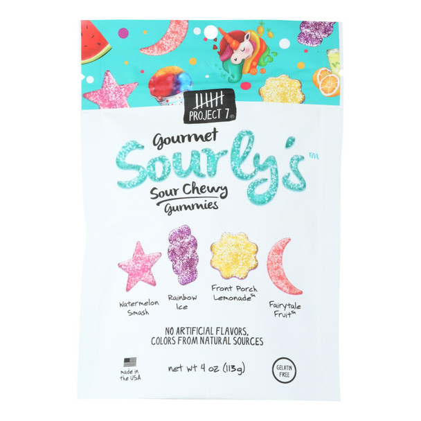 Project 7® Gourmet Sour Chewy Gummies - Case of 12 - 4 OZ