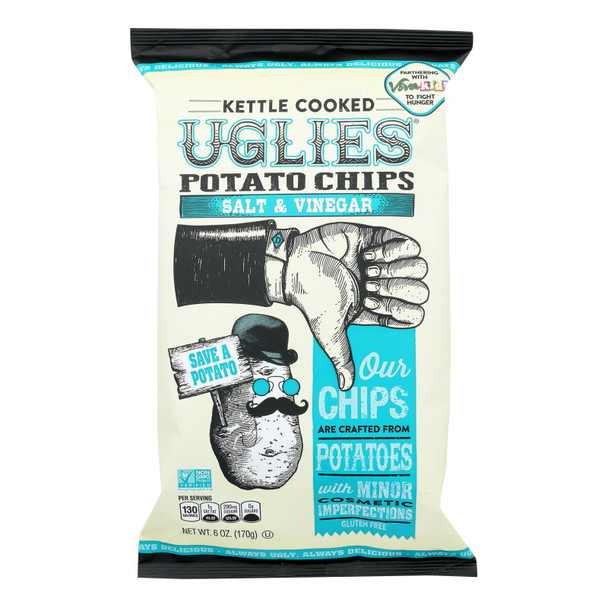 Diffenbach's Ugly Snacks Salt And Vinegar Kettle Cooked Chips  - Case of 12 - 6 OZ