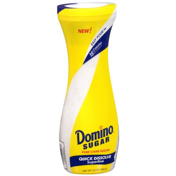 Domino Quick Dissolve Superfine Pure Cane Sugar - Case of 6 - 12 OZ