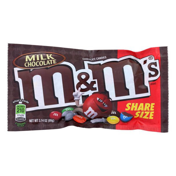 M&M's Chocolate Candies Milk Chocolate  - Case of 24 - 3.14 OZ