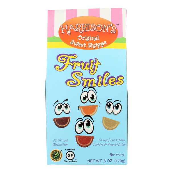 Harrisons Orig Swt Shoppe Harrison's Original Sweet Shoppe Fruit Smiles Candies Raspberry Orange Lime & Lemon - Case of 12 - 6 OZ