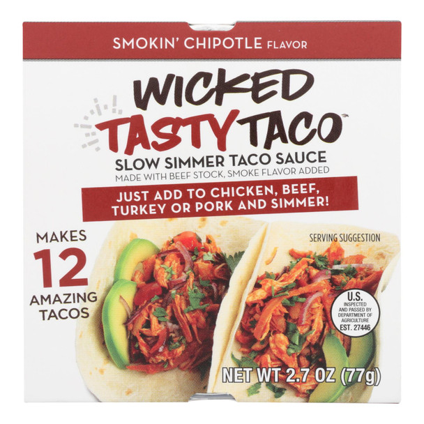 Wicked Tasty Taco - Taco Flavor Chipotle - Case of 18 - 2.70 OZ