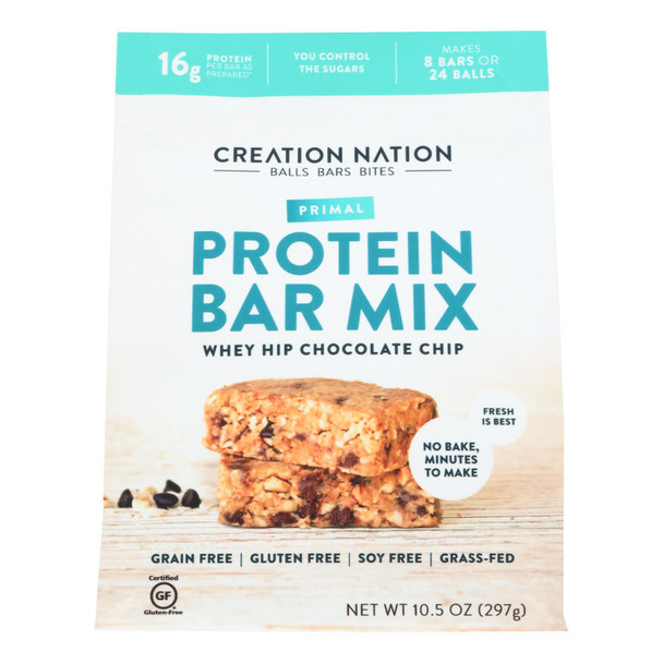 Creation Nation Primal Whey Hip Chocolate Chip Protein Bar Mix  - Case of 6 - 10.5 OZ