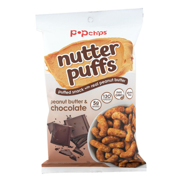 Popchips - Puffs Peanut Butter Chocolate - Case of 12 - 4 OZ