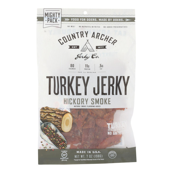 Country Archer - Turkey Jerky Hickory Smkd - Case of 8 - 7 OZ