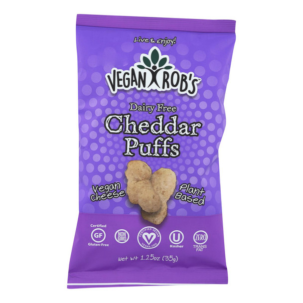 Vegan Rob's Cheddar Puffs Cheddar - Case of 24 - 1.25 OZ