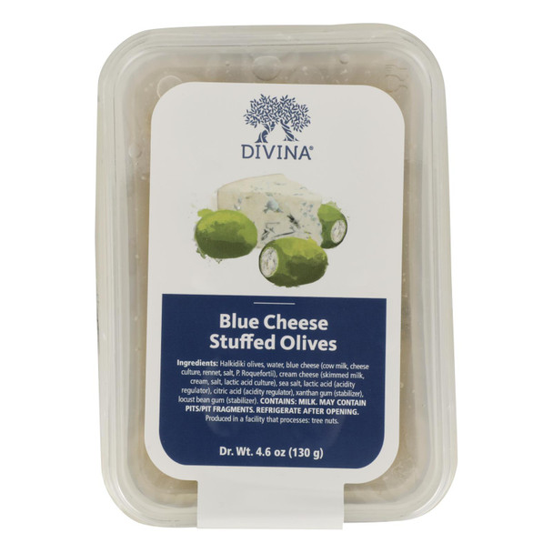 Divina - Olives Stuffed Blu Cheese - Case of 6 - 4.6 OZ