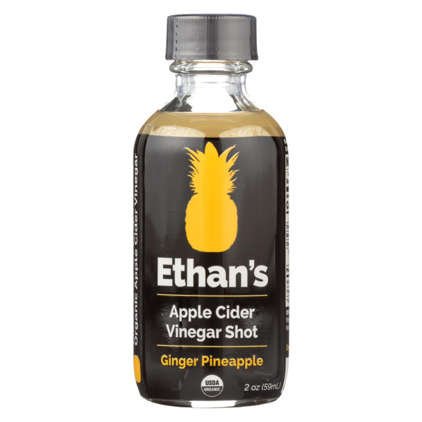 EthanS Apple Cider Vinegar Shots Ginger Pineapple Flavor  - Case of 12 - 2 OZ