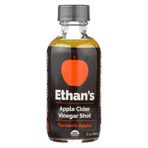 EthanS Apple Cider Vinegar Shots Turmeric Apple Flavor  - Case of 12 - 2 OZ
