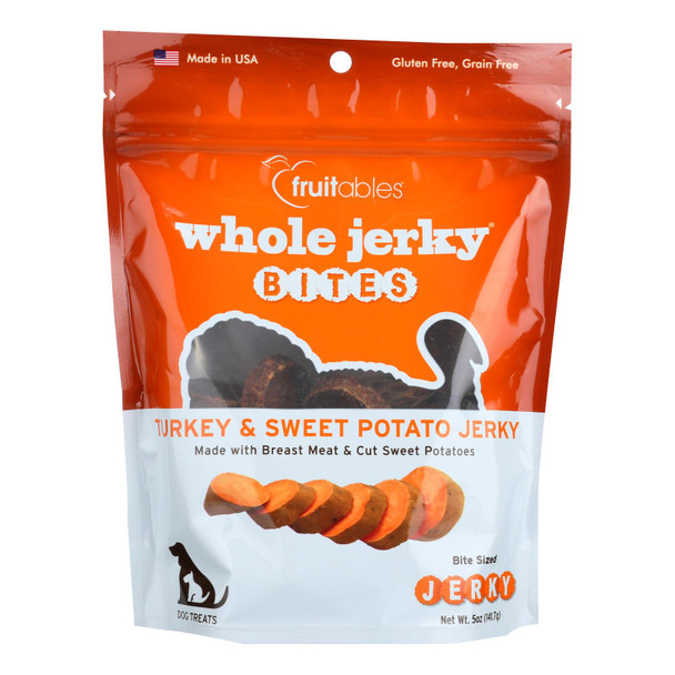 Fruitables Whole Jerky Bites Turkey & Sweet Potato Jerky  - Case of 8 - 5 OZ