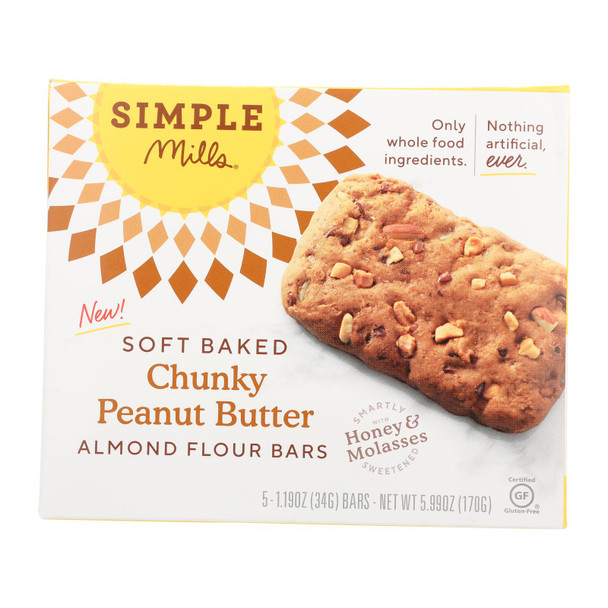 Simple Mills - Bar Sft Baked Chunky Peanut Butter - Case of 6 - 5.99 OZ