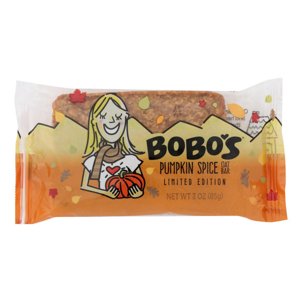 Bobo's Oat Bars Pumpkin Spice Oat Bar - Case of 12 - 3 OZ