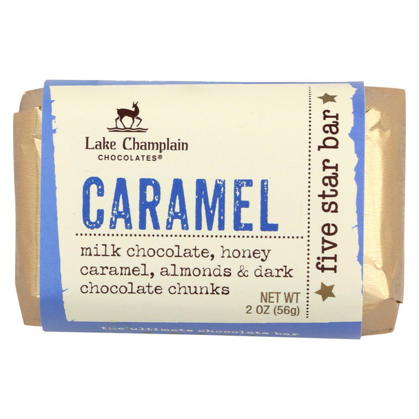 Lake Champlain Chocolates Caramel Five Star Bar  - Case of 16 - 2 OZ